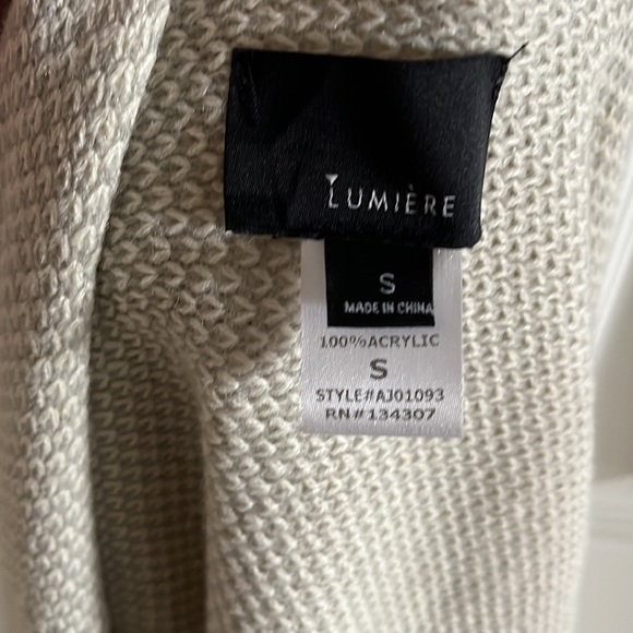 Lumiere Off White Sleeveless Sweater Cardigan Vest With Fringe Tassels Size S - Picture 9 of 9